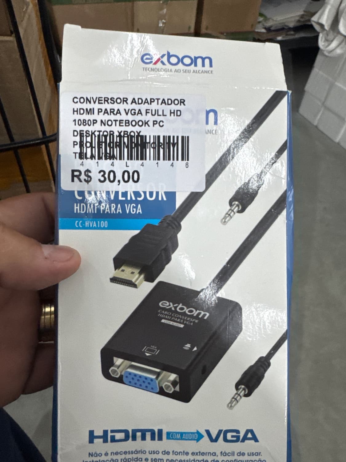 CONVERSOR ADAPTADOR HDMI PARA VGA FULL HD 1080P NOTEBOOK PC DESKTOP XBOX PROJETOR MONITOR TV TELA VGA - 1