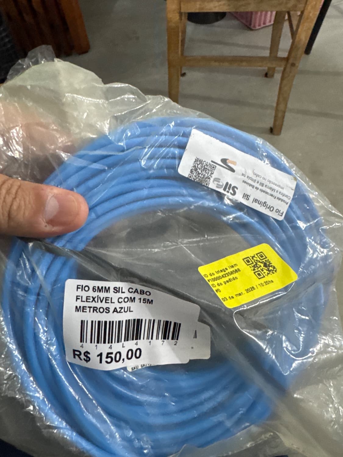 FIO 6MM SIL CABO FLEXÍVEL COM 15M METROS AZUL - 1
