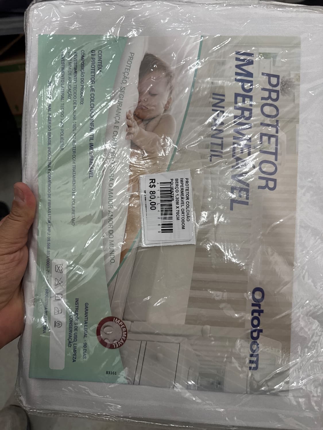 PROTETOR COLCHÃO IMPERMEÁVEL ORTOBOM BERÇO 1,30M X 70CM POLIESTER - 1